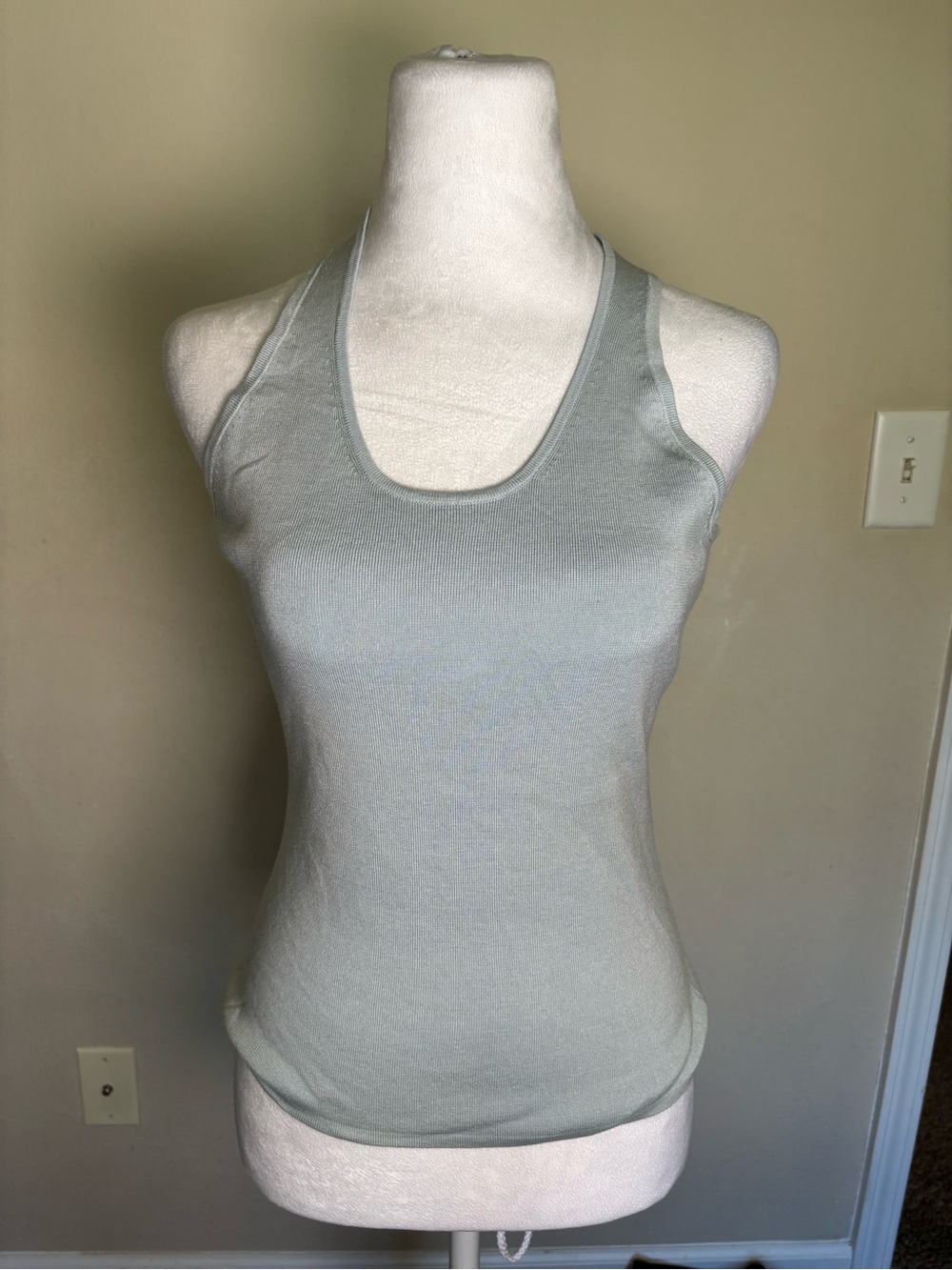 Tori Richard Blue Halter Neck Knit Tank Cami Top Women Size L NWT